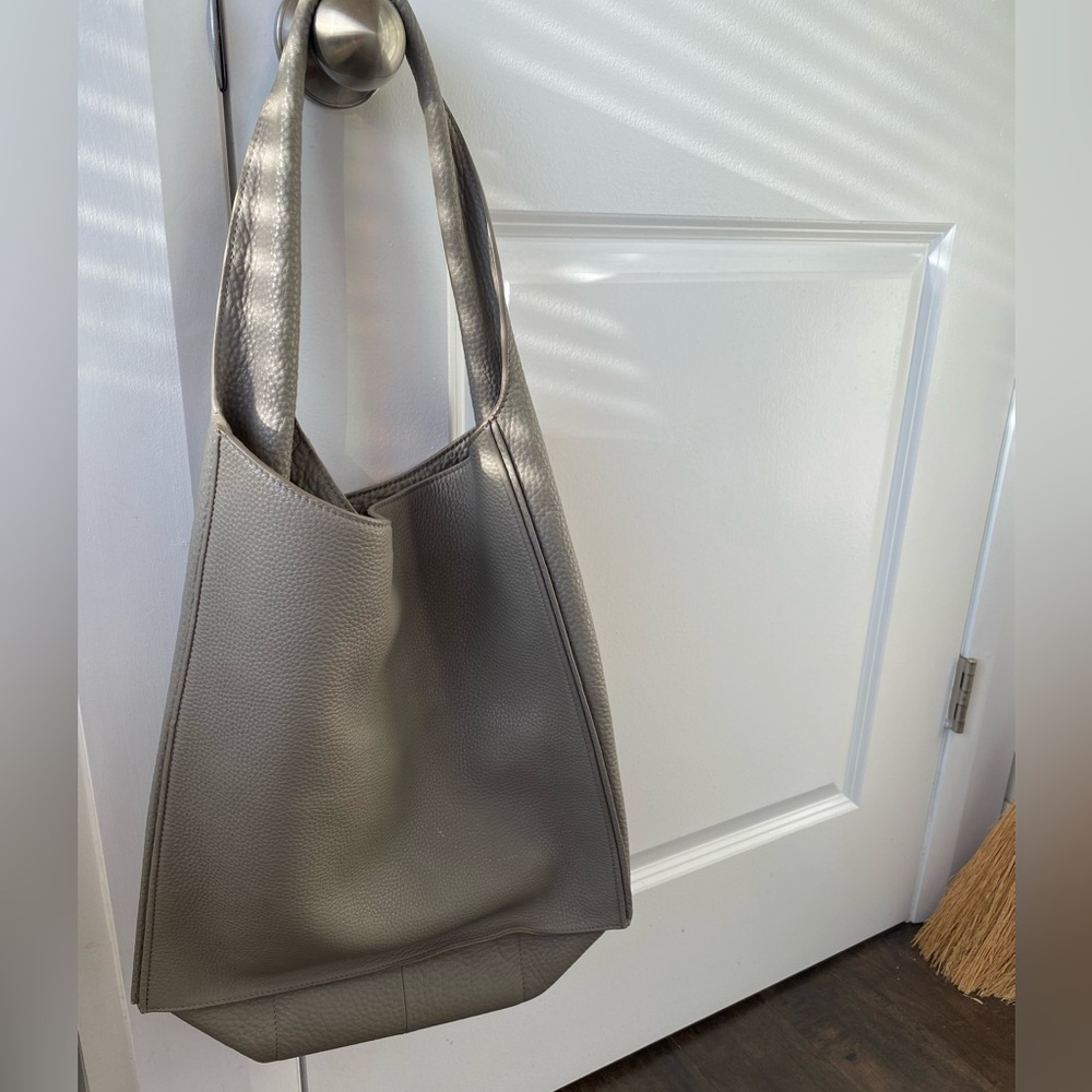 Slouchy gray tote bag by Auxiliary